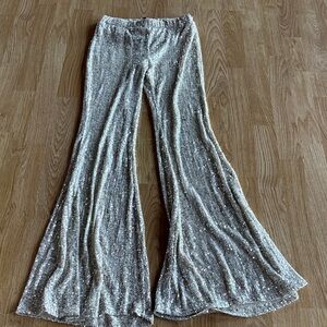 RODEO QUINCY Silver Sequin Flare Pants